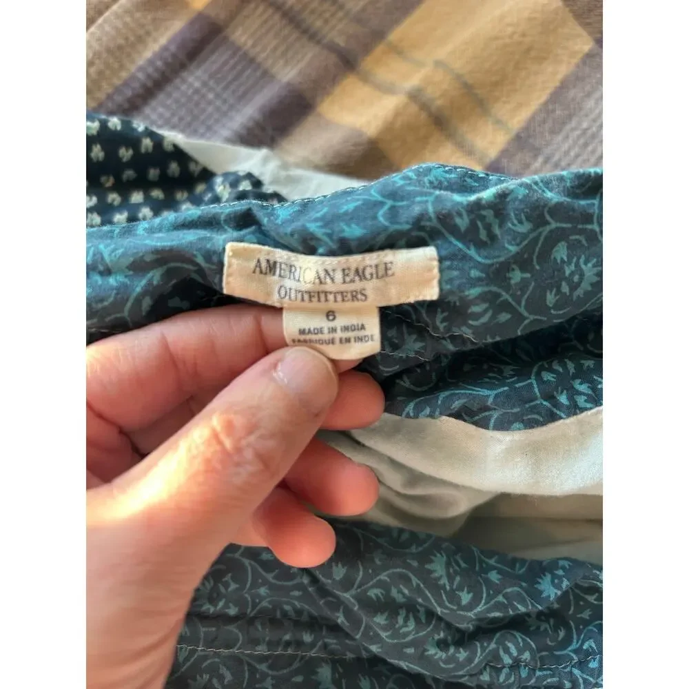American Eagle quilt patchwork boho peasant Cottagecore lined skirt size 6